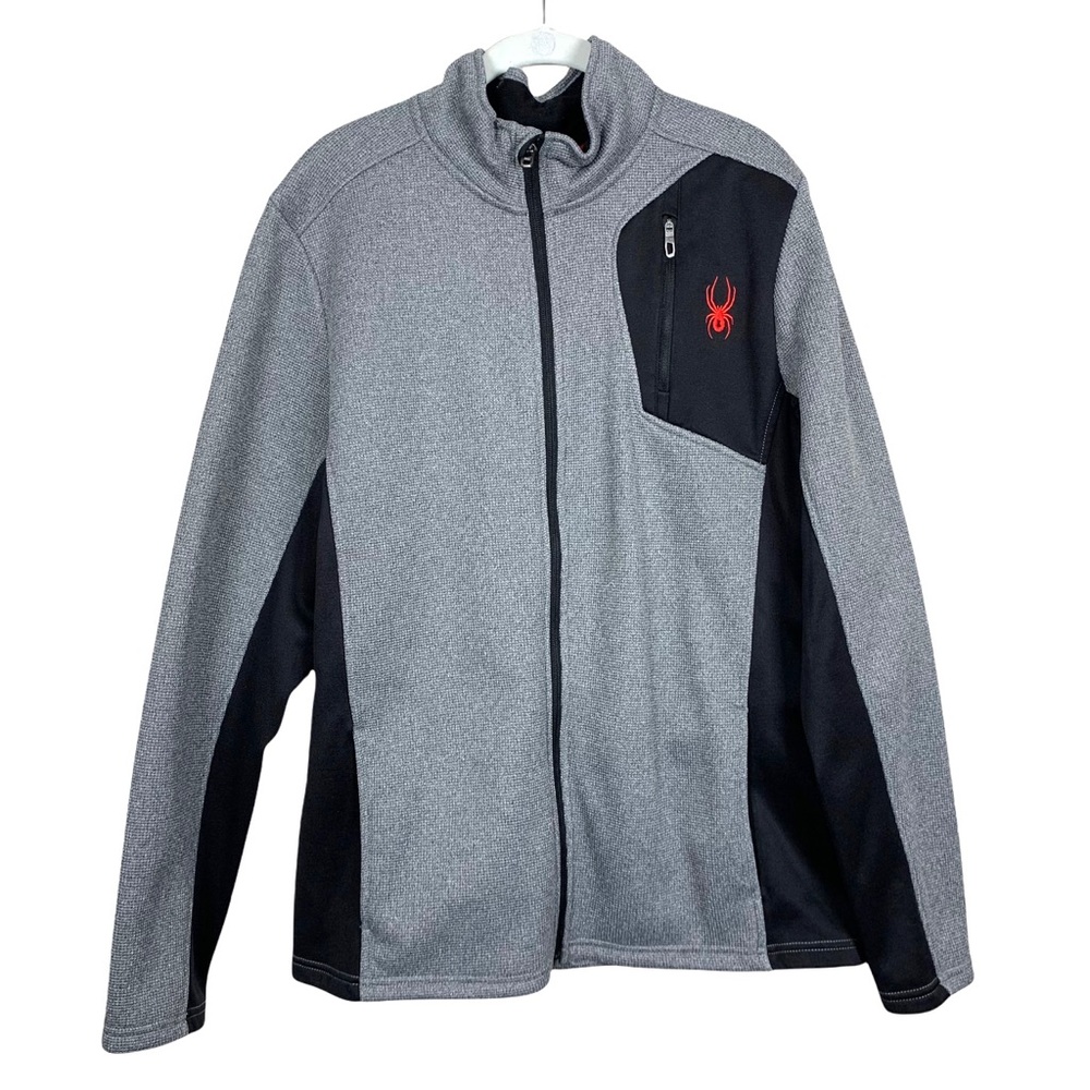 Spyder Raider Full-Zip Sweater Fleece Jacket Large Gray/Black
